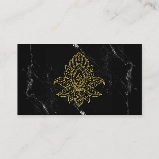Carte De Visite *~* Gold Hamsa Marbre Noir Blanc Sacré (Devant)