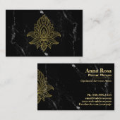 Carte De Visite *~* Gold Hamsa Noir Marbre Blanc Sacré Abstrait (Devant / Derrière)