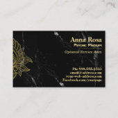 Carte De Visite *~* Gold Hamsa Noir Marbre Blanc Sacré Abstrait (Dos)