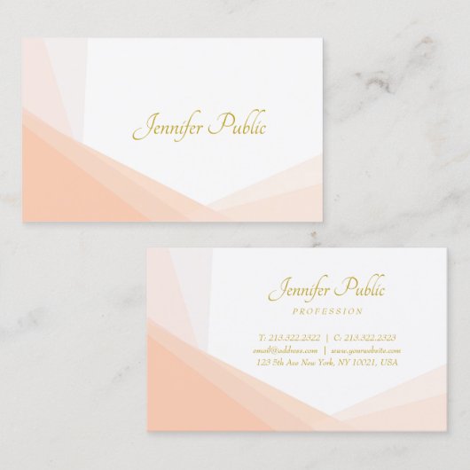 Carte De Visite Gold Hand Script Nom Professionnel Élégant Moderne (Devant / Derrière)