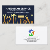 Carte De Visite Gold Handyman Outils de construction Maison Retrai (Devant / Derrière)