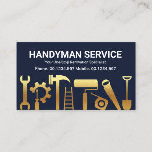 Carte De Visite Gold Handyman Outils de construction Maison Retrai