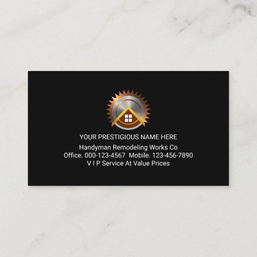 Carte De Visite Gold Handyman Signage Border Frame (Dos)