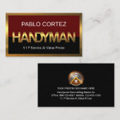 Carte De Visite Gold Handyman Signage Border Frame (Devant / Derrière)