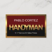 Carte De Visite Gold Handyman Signage Border Frame (Devant)