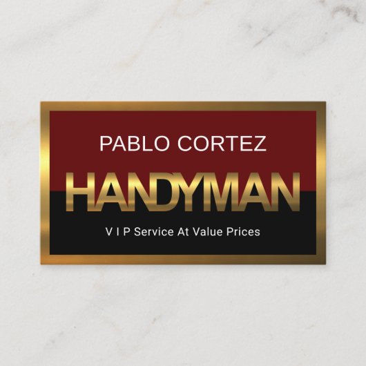 Carte De Visite Gold Handyman Signage Border Frame (Devant)