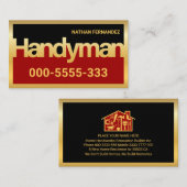 Carte De Visite Gold Handyman Signage Frame Builder  (Devant / Derrière)