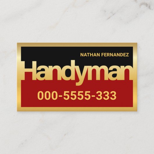 Carte De Visite Gold Handyman Signage Frame Builder  (Devant)
