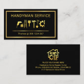 Carte De Visite Gold Handyman Tools Border Frame (Devant / Derrière)
