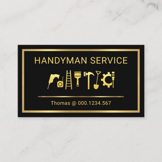 Carte De Visite Gold Handyman Tools Border Frame (Devant)