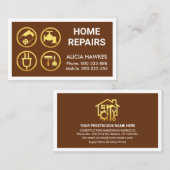 Carte De Visite Gold Handyman Tools Brown Frame (Devant / Derrière)
