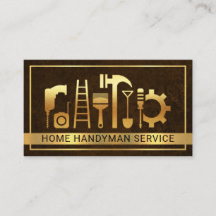 Carte De Visite Gold Handyman Tools Brown Grunge