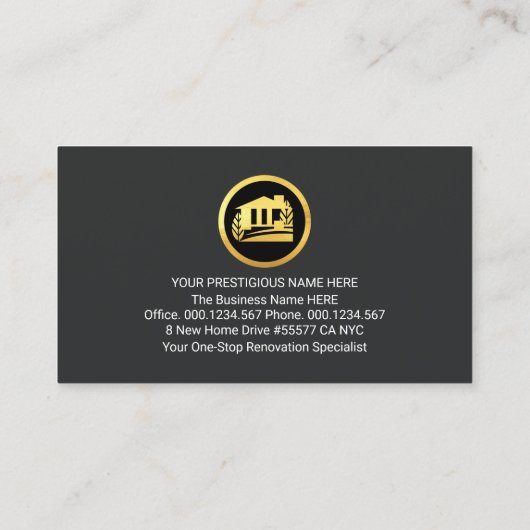 Carte De Visite Gold Handyman Tools Building Frame (Dos)