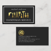 Carte De Visite Gold Handyman Tools Frame (Devant / Derrière)