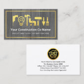 Carte De Visite Gold Handyman Tools Frame On Timber (Devant / Derrière)