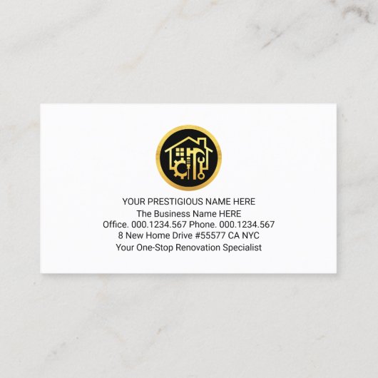 Carte De Visite Gold Handyman Tools Frame On Timber (Dos)