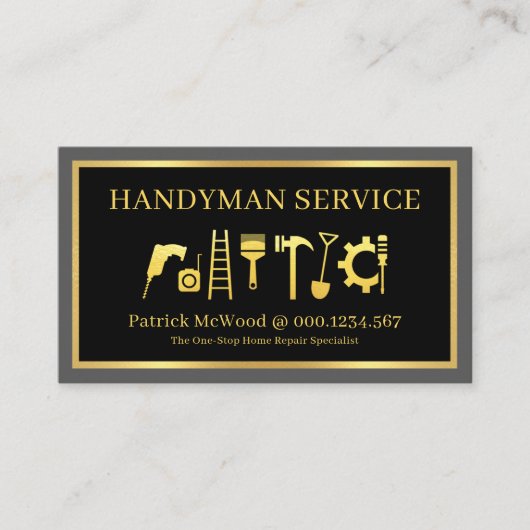 Carte De Visite Gold Handyman Tools Home Repairs (Devant)