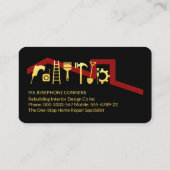 Carte De Visite Gold Handyman Tools Home Réparations (Dos)