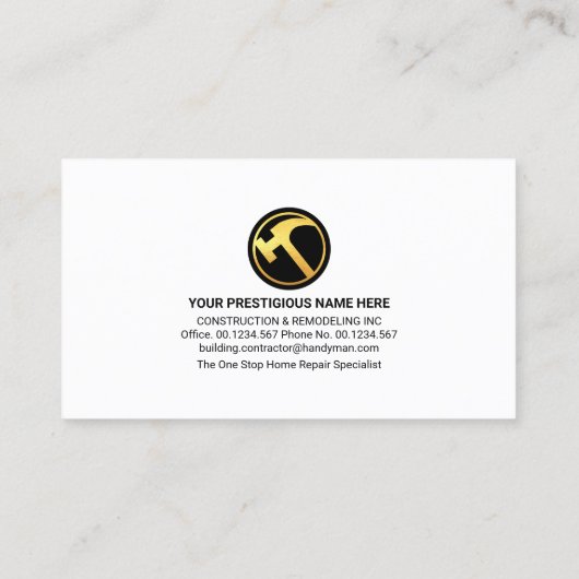 Carte De Visite Gold Handyman Tools House Frame (Dos)