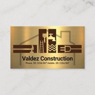 Carte De Visite Gold Handyman Tools House Frame