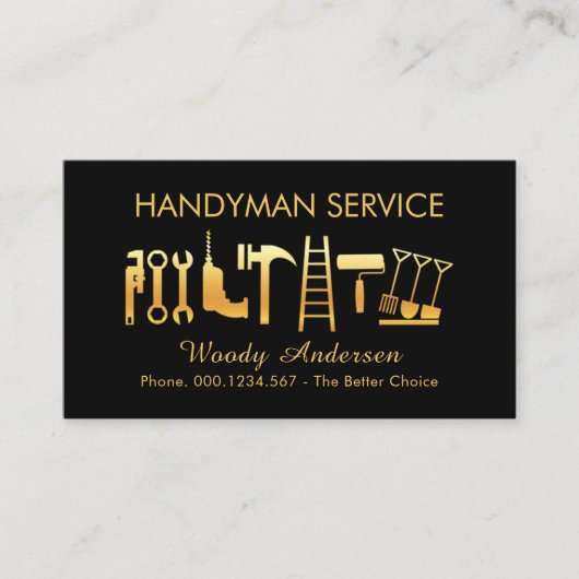 Carte De Visite Gold Handyman Tools Icon (Devant)