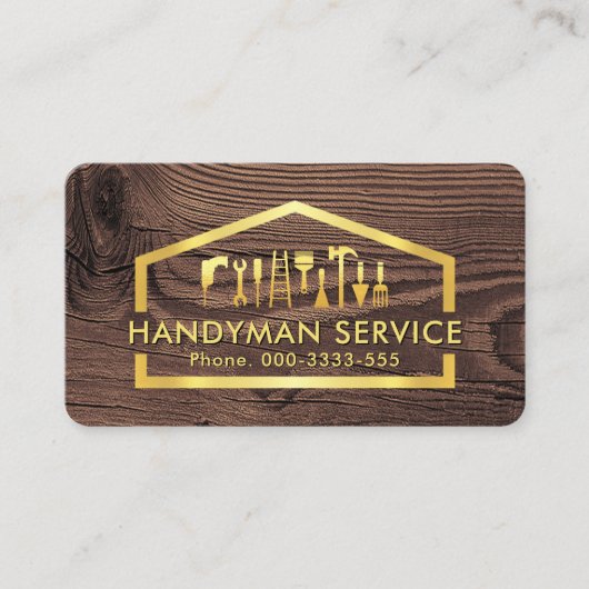 Carte De Visite Gold Handyman Tools In Building Frame (Devant)