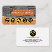 Carte De Visite Gold Handyman Tools On Brick Wall (Devant / Derrière)