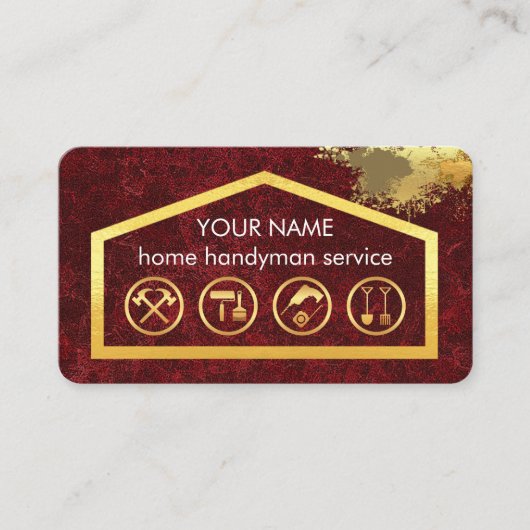 Carte De Visite Gold Handyman Tools On Building Frame (Devant)