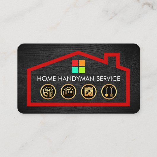 Carte De Visite Gold Handyman Tools On Building Frame (Devant)