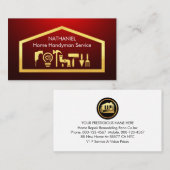 Carte De Visite Gold Handyman Tools On Building Frame (Devant / Derrière)