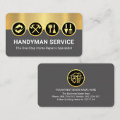 Carte De Visite Gold Handyman Tools On Gold Grey Layers (Devant / Derrière)