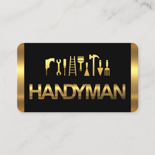 Carte De Visite Gold Handyman Tools On Gold Layers (Devant)
