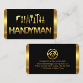 Carte De Visite Gold Handyman Tools On Gold Layers (Devant / Derrière)