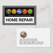 Carte De Visite Gold Handyman Tools On Grey Borders (Devant / Derrière)
