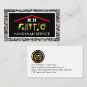 Carte De Visite Gold Handyman Tools Roof Frame On Rocks (Devant / Derrière)