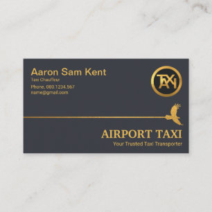 Carte De Visite Gold Hawk Sky Line Elegant Blue Airport Taxi