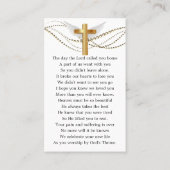 Carte De Visite Gold Heart Photo Funeral Prayer Card (Dos)