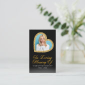 Carte De Visite Gold Heart Photo Funeral Prayer Card (Debout devant)