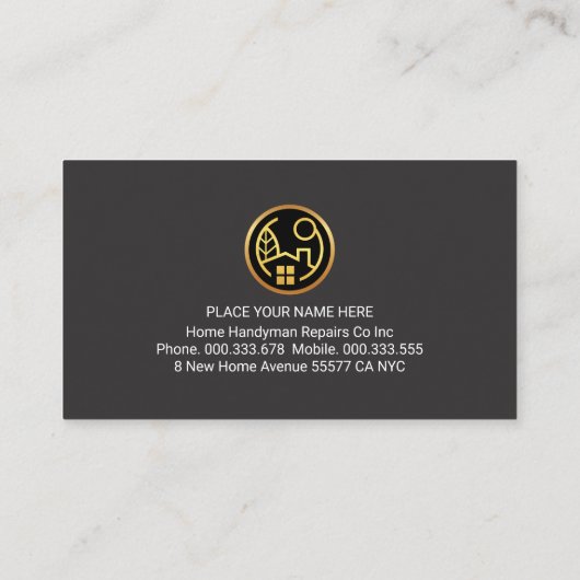 Carte De Visite Gold Home Building Frame With Handyman Tools (Dos)