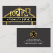 Carte De Visite Gold Home Building Frame With Handyman Tools (Devant / Derrière)