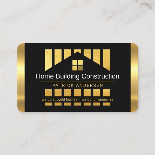 Carte De Visite Gold Home Building Silhouette Construction Piling (Devant)