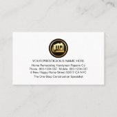 Carte De Visite Gold Home Handyman Tools Frame On Wood (Dos)