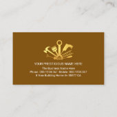 Carte De Visite Gold Home Handyman Tools On Brown Layer (Dos)