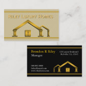 Carte De Visite Gold Home Icon Stucco Construction et construction (Devant / Derrière)