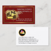 Carte De Visite Gold Home Paint Brush On Paint Splatter (Devant / Derrière)