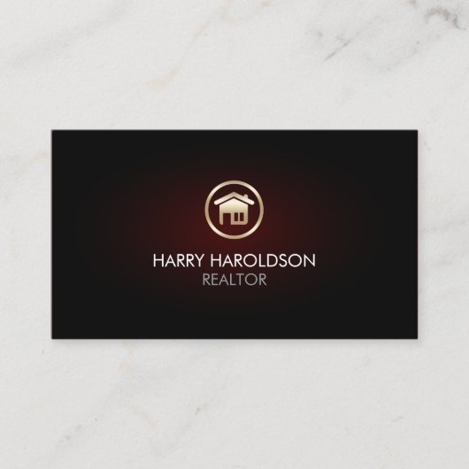 Carte De Visite Gold Home Remodeling House Icon Business Card (Devant)