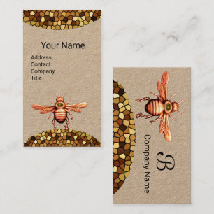 Carte De Visite GOLD HONEY BEE, BEEKEEPER BEEKEEPER MONOGRAM Kraft