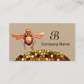 Carte De Visite GOLD HONEY BEE, BEEKEEPER BEEKEEPER MONOGRAM Kraft (Dos)