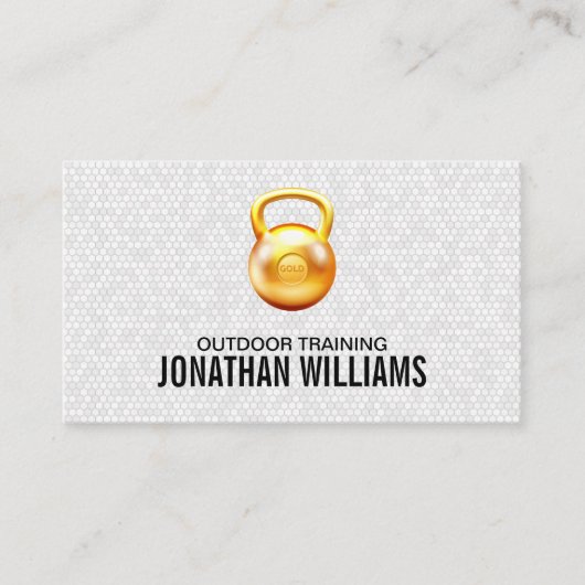 Carte De Visite Gold Kettle Bell Logo | Fitness (Devant)