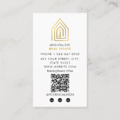 Carte De Visite Gold Key Photo Real Estate Agent QR Code White (Dos)